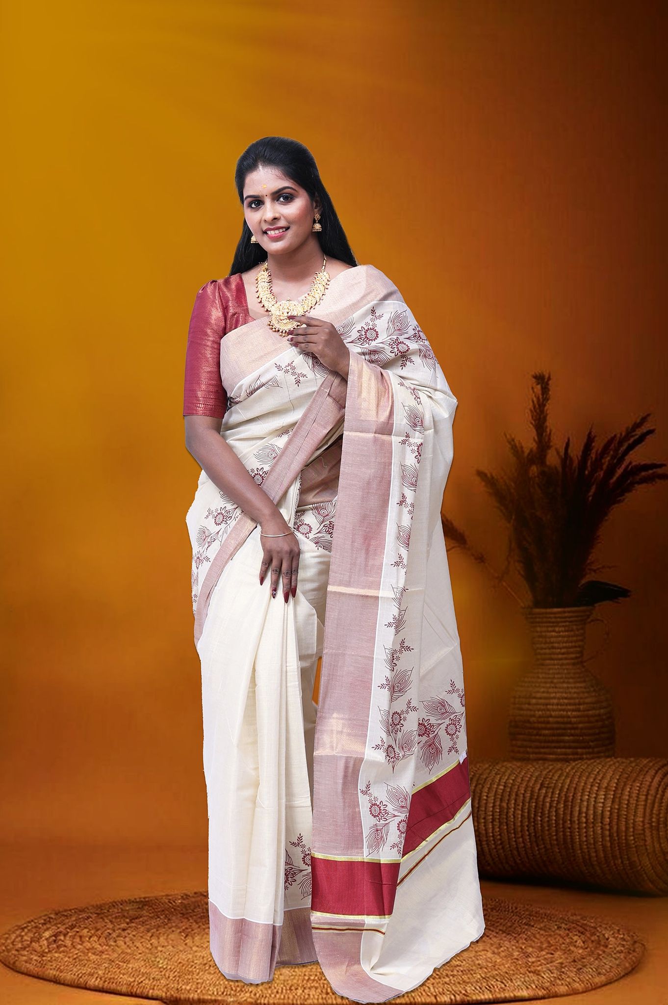AR-T179 GOLD TISSUE SAREE 6.25 MTR