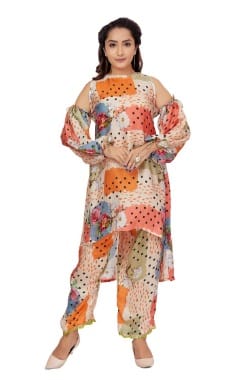 Kurti Set (Halter Neck, Fashionable Sleeves and Embroidery) - XL - Fashion By Palak Jain