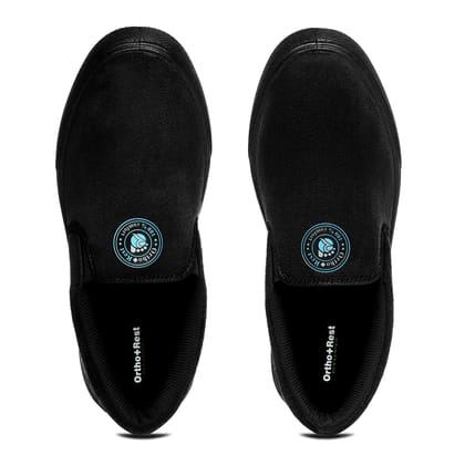Ortho + Rest Men's Comfortable Lightweight Lofer without Lace Walking Shoes (Color - Black) by Pee Aar Industries
