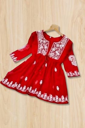 Red Casual Wear Stylish Tunic-S-36