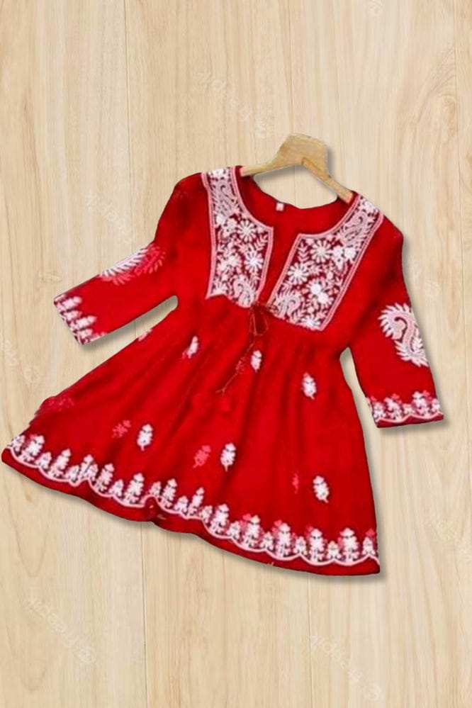 Red Casual Wear Stylish Tunic-S-36
