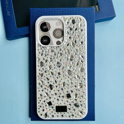 Premium Quality Crystal Diamond Design Back Case for Apple Iphone 14 Pro / 14 Pro Max-Iphone 14 Pro Max / White
