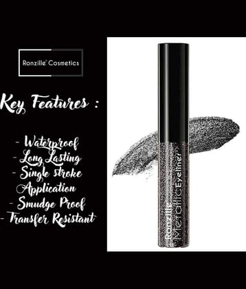 Ronzille Shimmer Metallic Liquid Glitter Eyeliner (Silver ,20 ml)