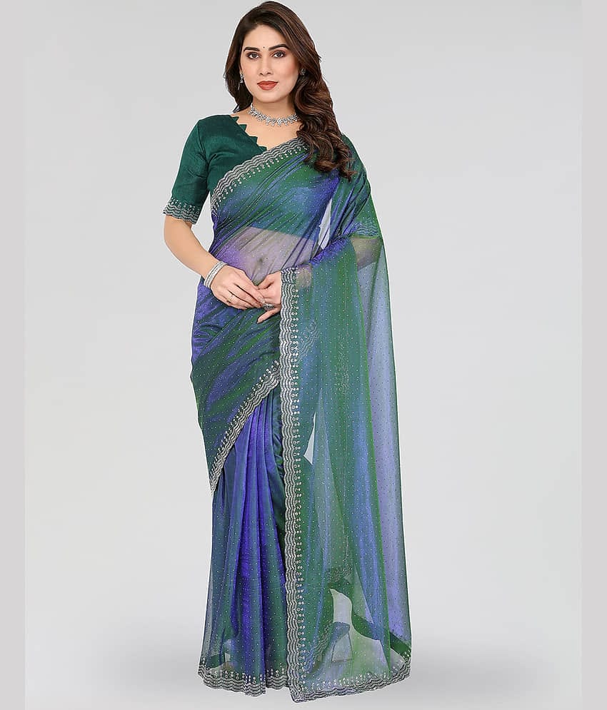 ANAND SAREES Net Solid Ilkal Saree With Unstitched Blouse Piece ( Green )