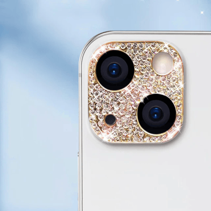 Golden Diamond Stones iPhone Camera Lens Protector-iPhone 13 / 13 mini