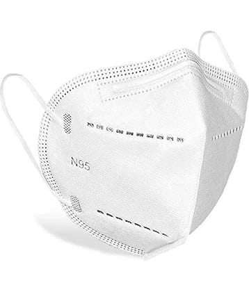 Daluci N95 Reusable Unisex Face Mask, 5 Layered Filtration With Melt Blown and Hot Air Cotton Layers (White, Pack Of 10)