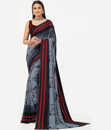 LEELAVATI Georgette Printed Saree With Unstitched Blouse Piece ( Grey )