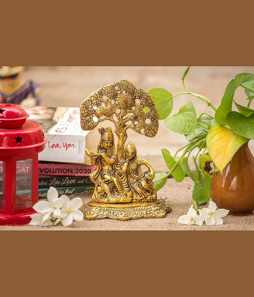 Shri Astha Vinayak Brass Radha Krishna Idol ( 8 cm )