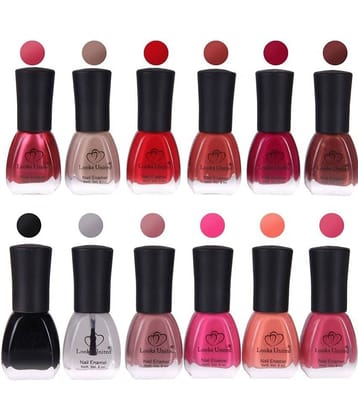 Looks United - Multi Glossy Nail Polish ( Pack of 12 )