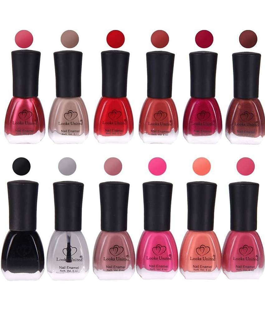Looks United - Multi Glossy Nail Polish ( Pack of 12 )