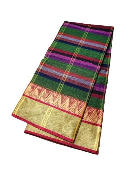 SGs HANDLOOM Women's Traditional Cotton Tant Saree Without Blouse Piece