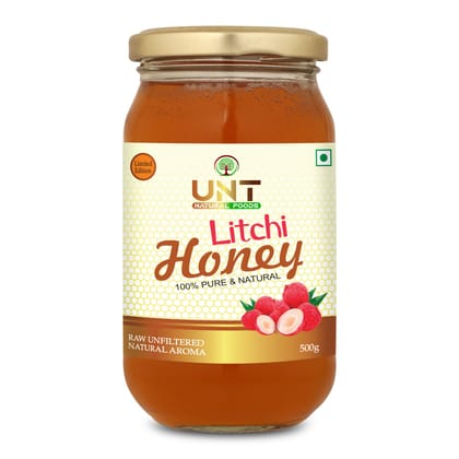 UNT Naturals Raw Litchi Honey | 100% Pure & Natural | Floral Aroma | Immunity & Energy Booster | 500g Glass Jar