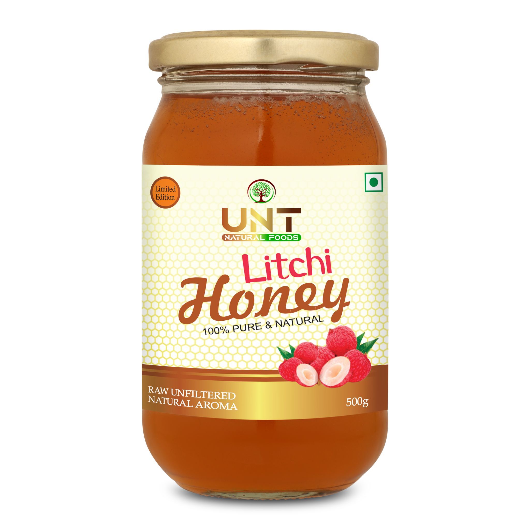 UNT Naturals Raw Litchi Honey | 100% Pure & Natural | Floral Aroma | Immunity & Energy Booster | 500g Glass Jar