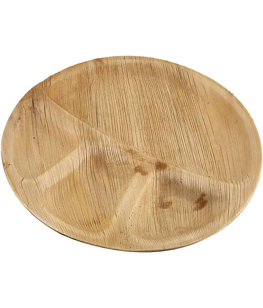 Agri Club Areca Leaves 12 Inch 4 Partation Round Disposable Plates (Set of 25)