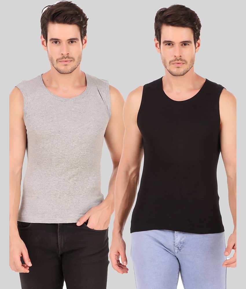 Hap Kings Pack of 2 Cotton Sleeveless vest For Men ( Multi )