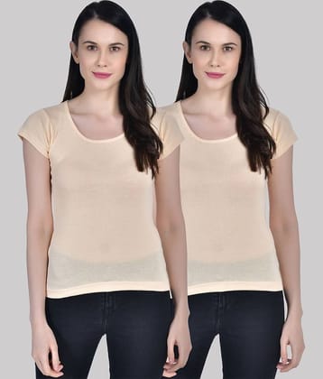 AIMLY Cap Sleeve Cotton Camisoles - Beige Pack of 2