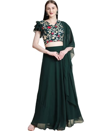 TOGZZ Green Georgette A-line Stitched Lehenga