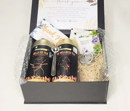 Freshville She Wellness Tea and Belly Fit Tea Combo Box with Spoon, Strainer and Cup 100gm x 2