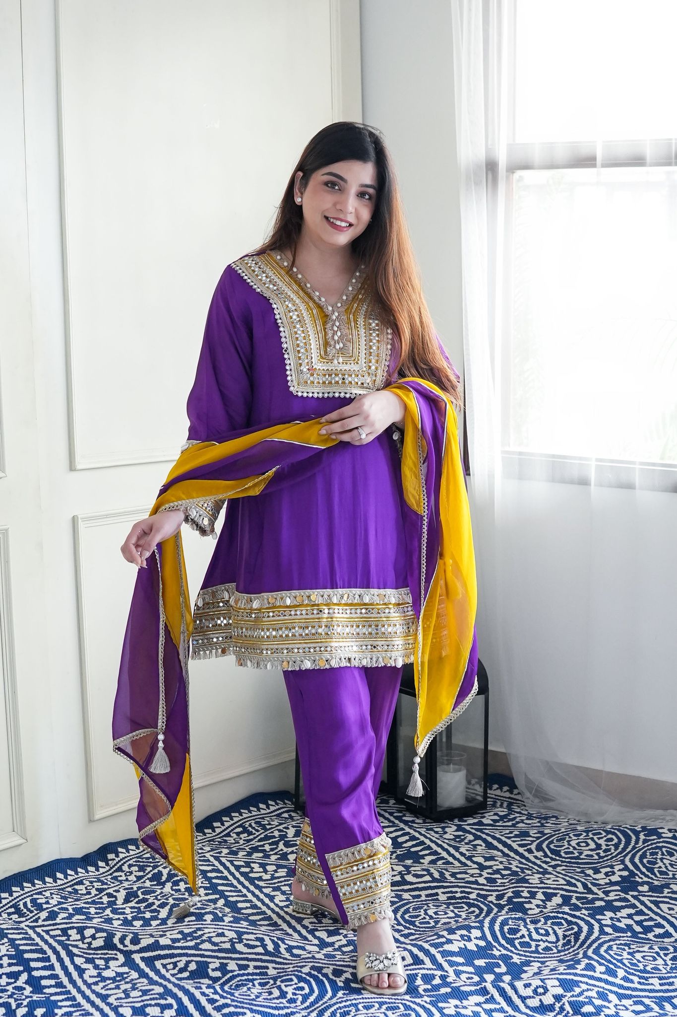 Aina Purple Lace Detailing Suit Set-M