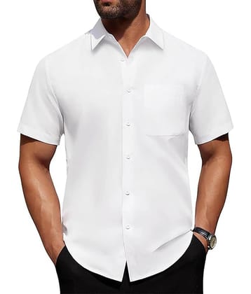 UNI VIBE Cotton Blend Slim Fit Solids Half Sleeves Men's Casual Shirt - Aqua Blue ( Pack of 1 )
