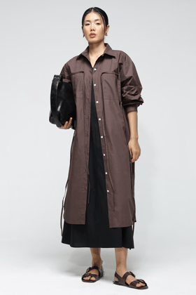 Elliot Shirt Dress : Cocoa-XS-S