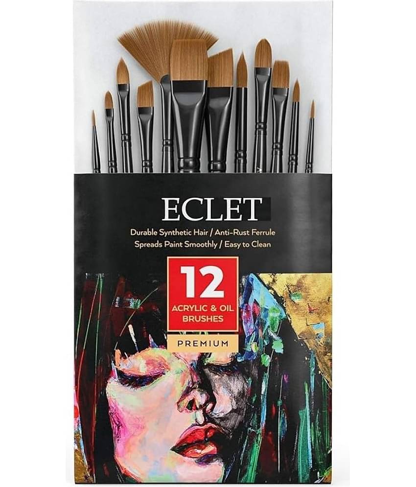 ECLET Craft Painting Brushes Set of 12 Professional Round Pointed Tip Nylon Hair Artist Acrylic Paint Brush for Acrylic/Watercolor/Oil Painting(D)