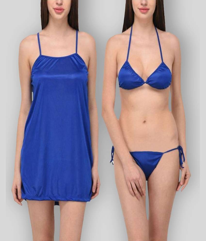 You Forever - Blue Satin Women's Nightwear Night Dress