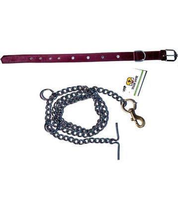 Tame Love Premium quality imported stone stud fancy Collar leash for giant dogs (1.25 inches) available in Pink color and Brass Hook Stainless Steel Leash for dog (152 cm)