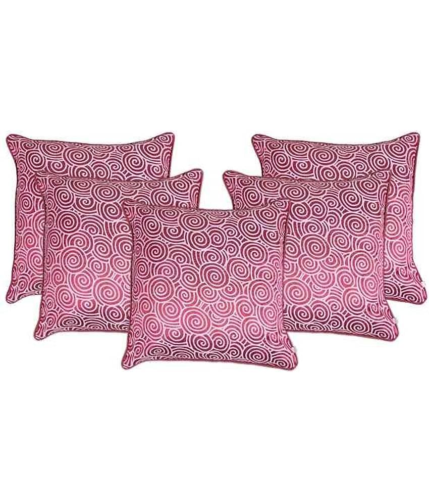 Zubix Pink & White Polyester Cushion Covers Set Of 5