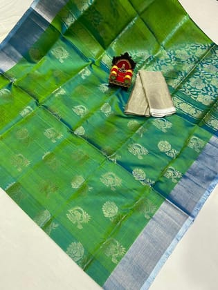 Uppada Pattu Silver Border Rich Pallu Saree