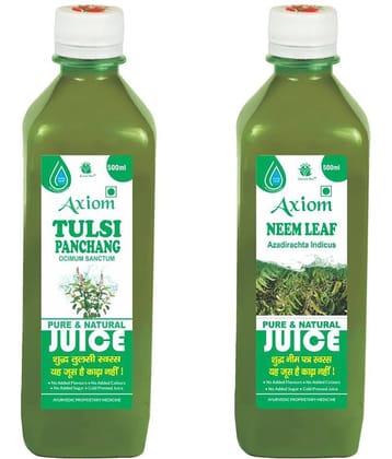 Axiom Tulsi Panchang 500Ml + Neem Leaf 500Ml , Ayurvedic Juice Combo Pack