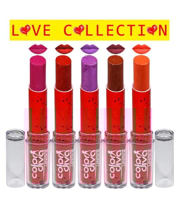Color Diva Love Collection Multicolor 109C Lipstick 4.5 gm Pack of 5