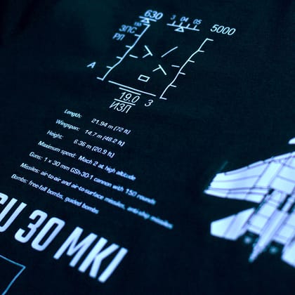 Fighter: Black SU-30 Glory Edition Regular Fit T-Shirt-M