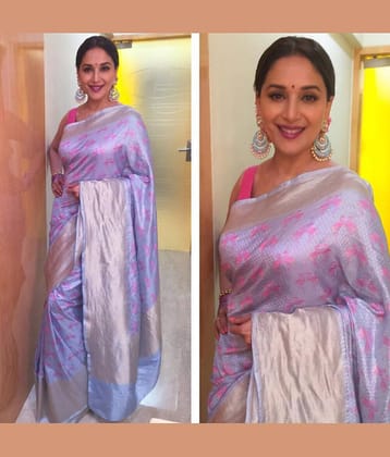 Sariya Silk Blend Woven Saree With Unstitched Blouse Piece ( Pink )