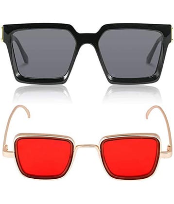 Kanny Devis - Black Rectangular Sunglasses ( Pack of 2 )