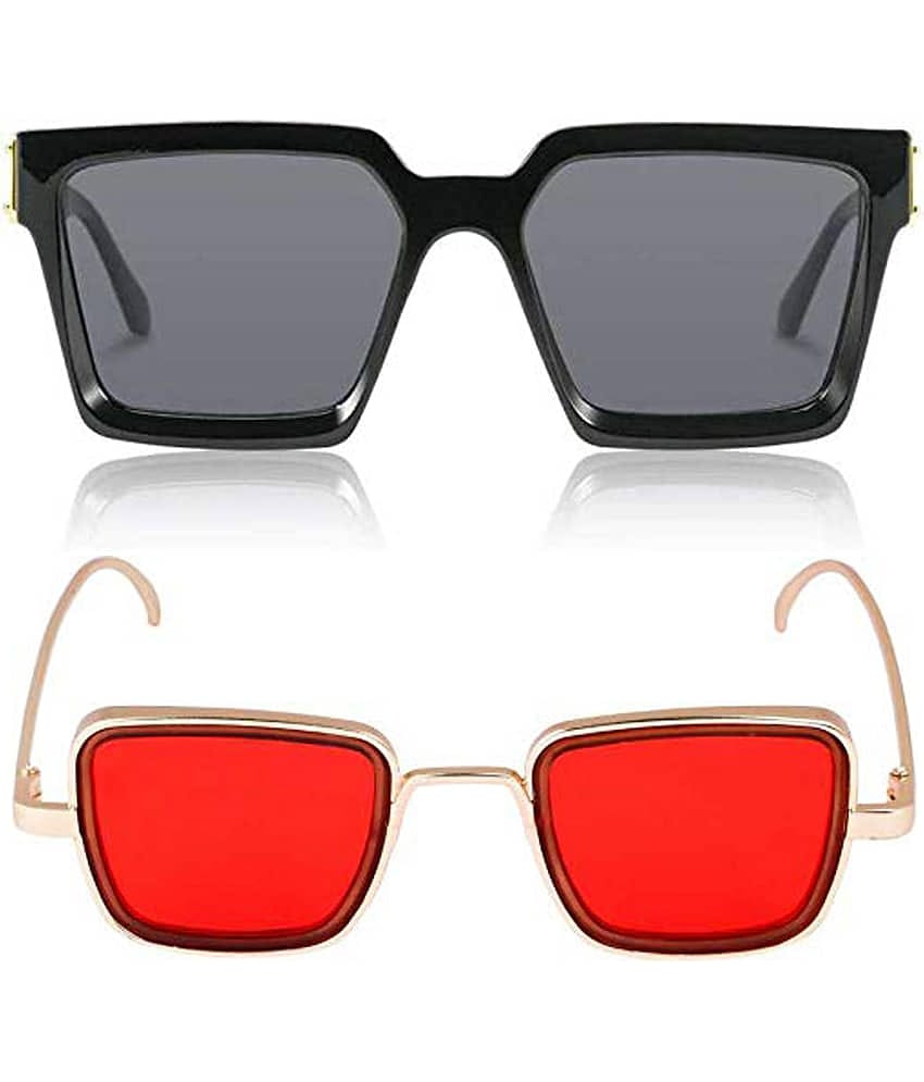 Kanny Devis - Black Rectangular Sunglasses ( Pack of 2 )