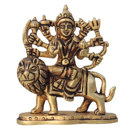 Brass Durga Ji Goddess Idol - Spiritual Home Temple Statue, Height : 3.5 Inch (BSMAS1445 E)