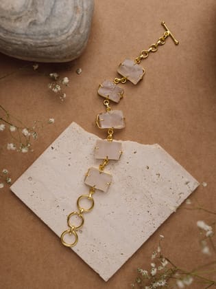 Rose Quartz Raw Stone Bracelet