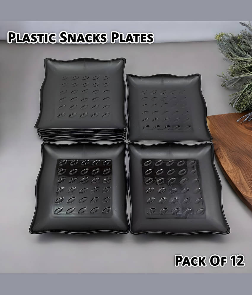 Inpro 12 Pcs Plastic Black Quarter Plate