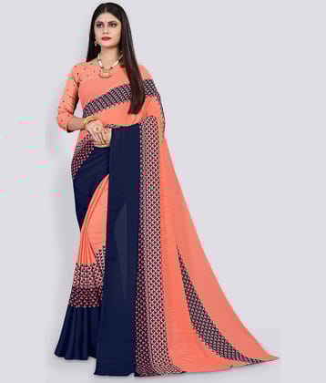 Kanooda Prints Georgette Printed Saree With Unstitched Blouse Piece ( Pink )