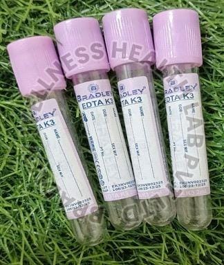 BLOOD COLLECTION TUBE ( VACCUM) DOUBLE CAP EDTA K2 3ml Purple Cap 1 Box 100 Pic