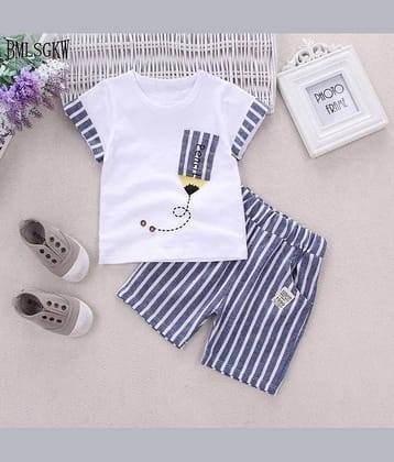 ODIMENT Pack of 5 Boys Cotton T-Shirt & Shorts Set ( White )