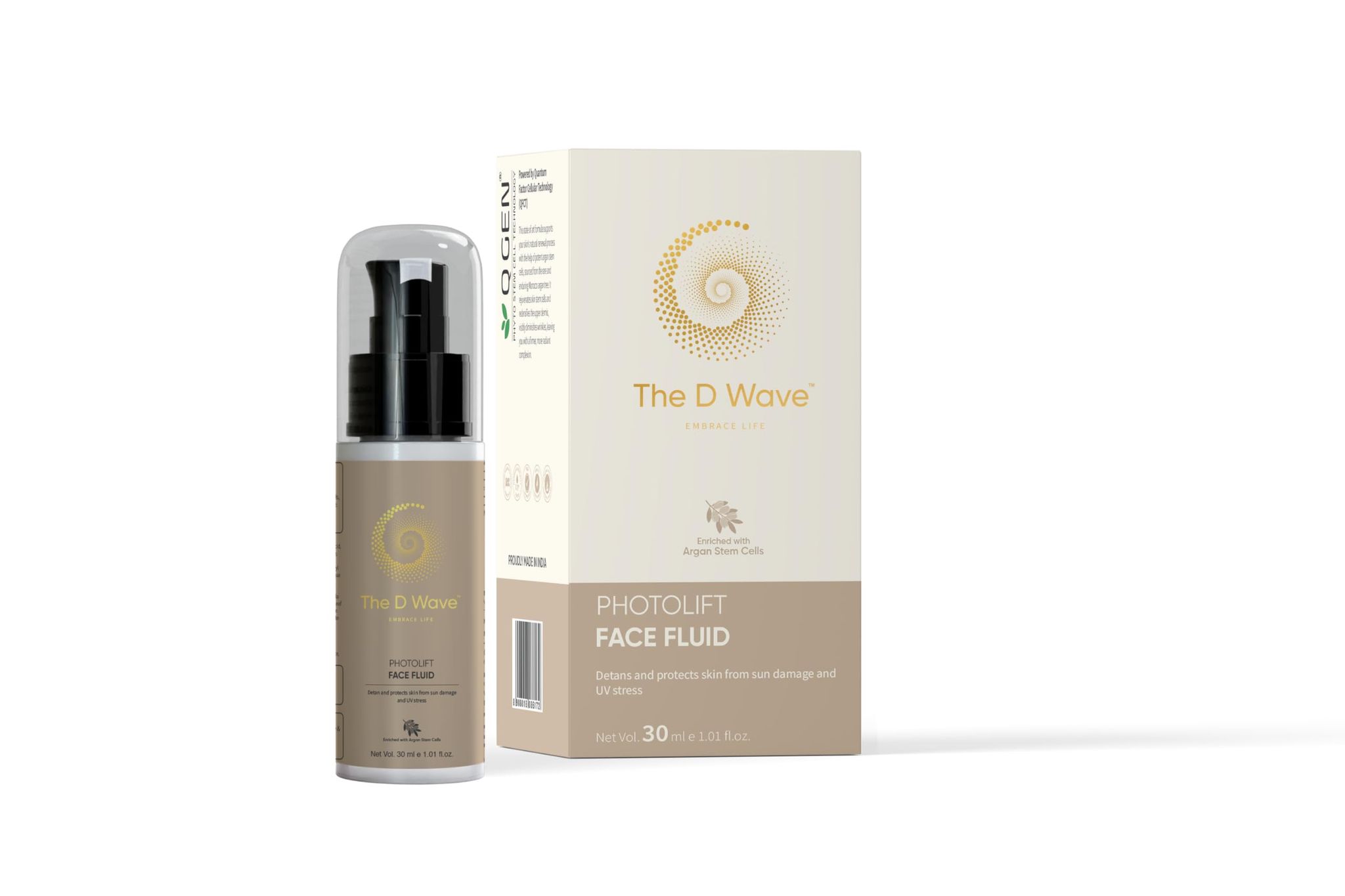 The D Wave Photolift Face Fluid Face Cream For Tan Removal - 30ML | Reduces hyperpigmentation | Detans and protects skin from sun damage and UV stress | Restore skin elasticity