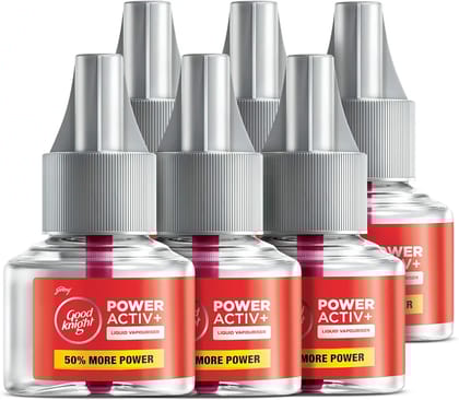 Good knight Power Activ+ Liquid Vapourizer, Mosquito Repellent Refill, 45 ml each Pack of 6