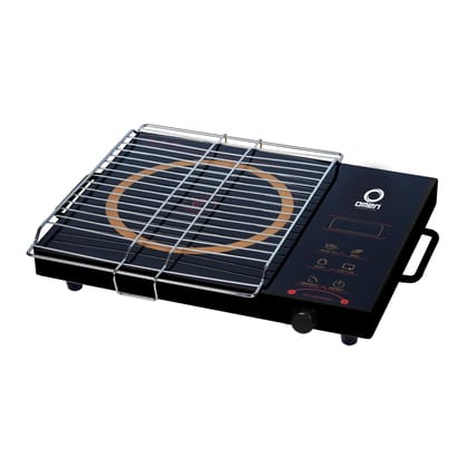 Omen Changing Lives Unique 2000W Infrared Induction Cooktop | Stainless Steel Grill Stand | Touch Control & Adjustable Temperature | 3 Preset Modes: BBQ, Quick Fry & Soup | 1-Year Warranty | Black Black / 41 cm x 30 cm