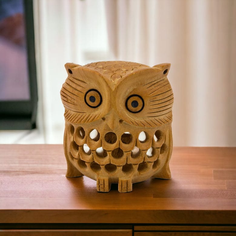 Wooden Owl Statue