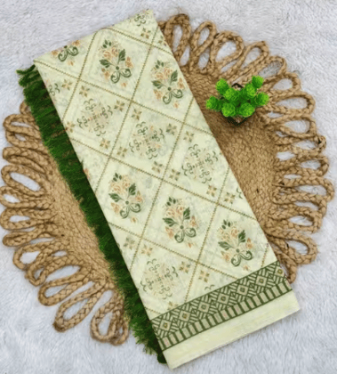 Stylish Cotton Blend Saree with Zari Border | Perfect for Festive & Office Wear