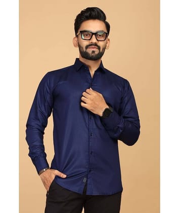 STI Viscose Regular Fit Solids Full Sleeves Men's Casual Shirt - Navy Blue ( Pack of 1 )