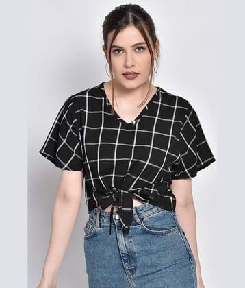 Chimpaaanzee Women's Viscose Knot Front Top ( Black )