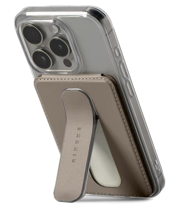 Slide Grip Magnetic Card holder with Wallet - Taupe Brown